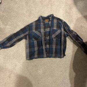 Saint John's Bay Active Blue and Black Plaid Shirt Jacket